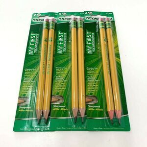 6 Dixon My First Ticonderoga HB #2 Pencils with Erasers Pre-Sharpened 33306 NEW